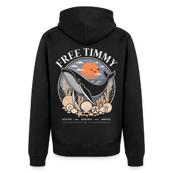 Humpback Whale Timmy Hope Statement Merch - Unisex Premium Organic Zip Hoodie - black - Back - Nico (187cm)