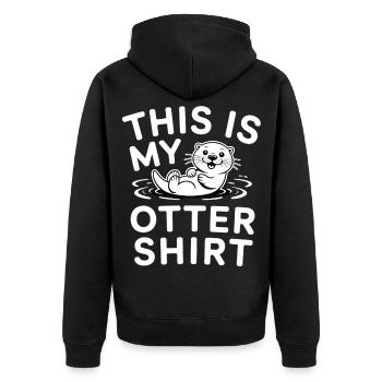 T-shirt Loutre C’est mon T-shirt Loutre - Veste à capuche bio Premium Unisexe - noir - Dos - Nico (187cm)