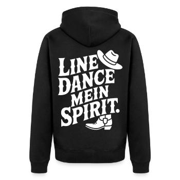 Line Dance Mein Spirit - Unisex Premium Bio Zip Hoodie - Schwarz - Hinten - Nico (187cm)