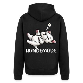 Hundemüde West highland terrier Westie Westies - Unisex Premium Bio Zip Hoodie - Schwarz - Hinten - Nico (187cm)