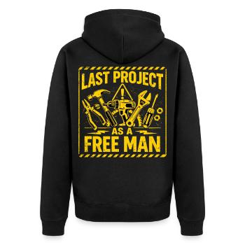 Dernier projet en tant qu’homme libre - JGA Warnschild - Veste à capuche bio Premium Unisexe - noir - Dos - Nico (187cm)