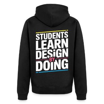 Les étudiants éducateurs en design apprennent le design graphique - Veste à capuche bio Premium Unisexe - noir - Dos - Nico (187cm)