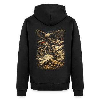 Dirtbike Dirt Bike Motocross - Unisex Premium Bio Zip Hoodie - Schwarz - Hinten - Nico (187cm)