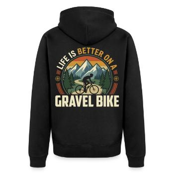 Aventure de VTT en gravel bike - Veste à capuche bio Premium Unisexe - noir - Dos - Nico (187cm)