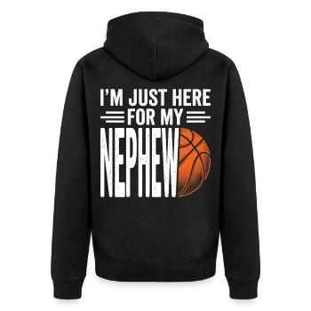 Je suis juste là pour le basket de mon neveu - Veste à capuche bio Premium Unisexe - noir - Dos - Nico (187cm)