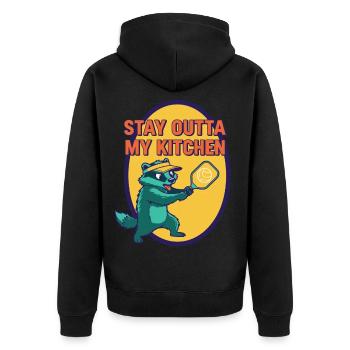 Pickleball-lustiger Spieler, bleib aus meiner Küche raus - Unisex Premium Bio Zip Hoodie - Schwarz - Hinten - Nico (187cm)