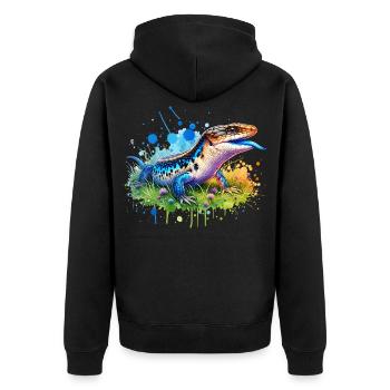 Don du scinque à langue bleue - Veste à capuche bio Premium Unisexe - noir - Dos - Nico (187cm)