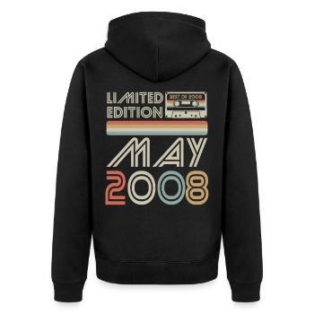 Best of May 2008 Kassette | Limited Edition - Unisex Premium Bio Zip Hoodie - Schwarz - Hinten - Nico (187cm)
