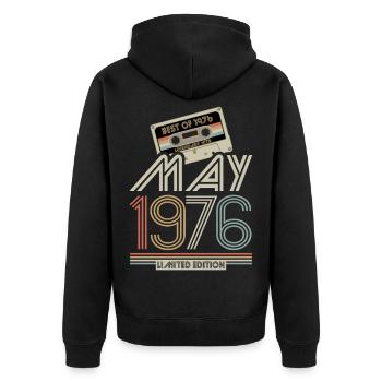 Best of May 1976 Kassette | Limited Edition - Unisex Premium Bio Zip Hoodie - Schwarz - Hinten - Nico (187cm)