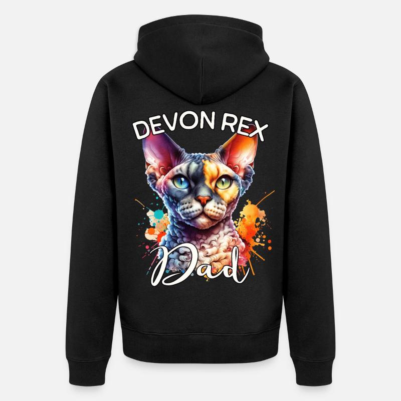 Devon Rex Papa - Unisex Premium Bio Zip Hoodie - Schwarz