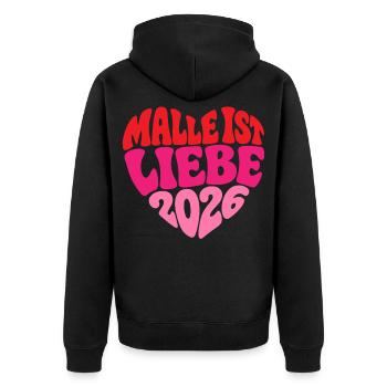 Malle 2026 Malle is love 2026 - Unisex Premium Organic Zip Hoodie - black - Back - Nico (187cm)