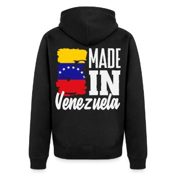 Venezuela Flagge Stolz & Heimat Venezuela - Unisex Premium Bio Zip Hoodie - Schwarz - Hinten - Nico (187cm)