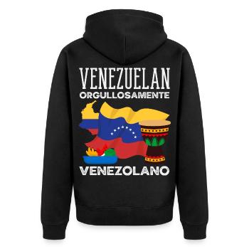 Venezuela Flagge Stolz & Heimat Venezuela - Unisex Premium Bio Zip Hoodie - Schwarz - Hinten - Nico (187cm)