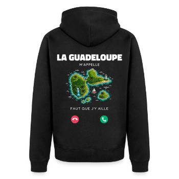 La Guadeloupe M’appelle Faut Que J’y Aille Humour - Veste à capuche bio Premium Unisexe - noir - Dos - Nico (187cm)