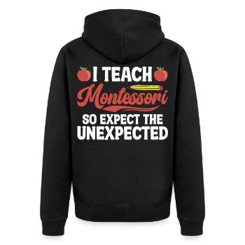  Montessori Worker Education Method Montessori - Unisex Premium Organic Zip Hoodie - black - Back - Nico (187cm)