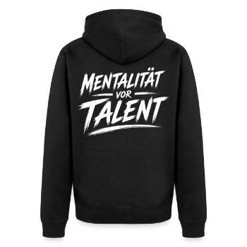 Mentality before talent - Unisex Premium Organic Zip Hoodie - black - Back - Nico (187cm)