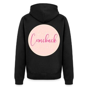 Komm zurück - Unisex Premium Bio Zip Hoodie - Schwarz - Hinten - Nico (187cm)