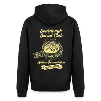 Sourdough Social Club Brotbacker Starter - Unisex Premium Bio Zip Hoodie - Schwarz - Hinten - Nico (187cm)