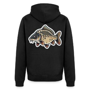 Mirror Carp Cartoon – Cute Carp Fishing Design - Unisex Premium Organic Zip Hoodie - black - Back - Nico (187cm)
