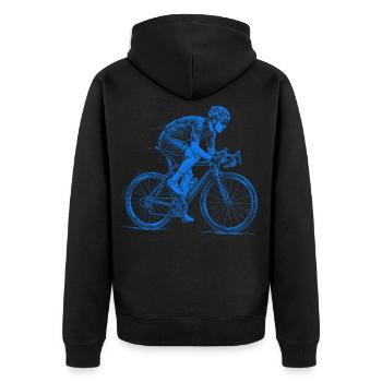Cycling illustration racing cyclist in blue - Unisex Premium Organic Zip Hoodie - black - Back - Nico (187cm)