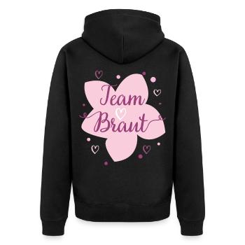 Hochzeit Team Braut Blütenzauber - Unisex Premium Bio Zip Hoodie - Schwarz - Hinten - Nico (187cm)