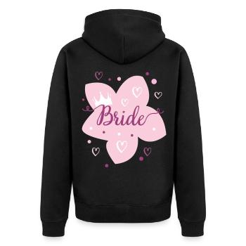 Hochzeit Brautblume Rosa Krone - Unisex Premium Bio Zip Hoodie - Schwarz - Hinten - Nico (187cm)