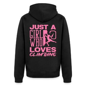 A Girl Who Loves Climbing Pink - Unisex Premium Organic Zip Hoodie - black - Back - Nico (187cm)