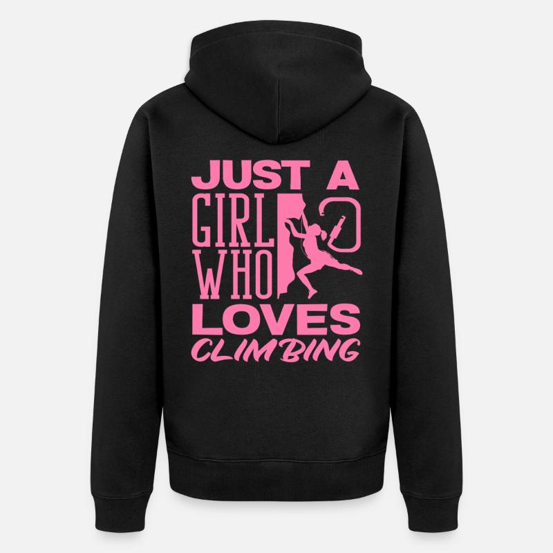 Ein Mädchen das Klettern liebt Pink - Unisex Premium Bio Zip Hoodie - Schwarz