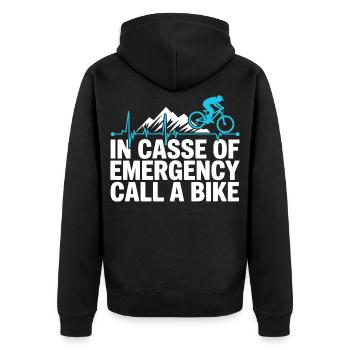 Mountainbike Downhill MTB Riding Radsport Action - Unisex Premium Bio Zip Hoodie - Schwarz - Hinten - Nico (187cm)
