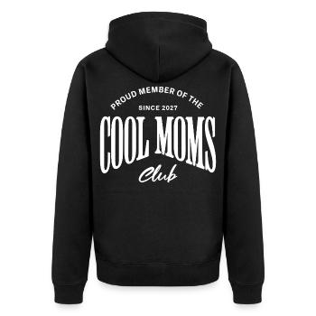Mama 2027 - Proud member of the Cool Moms Club - Unisex Premium Bio Zip Hoodie - Schwarz - Hinten - Nico (187cm)