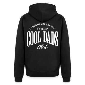 Papa 2027 - Proud member of the Cool Dads Club - Unisex Premium Bio Zip Hoodie - Schwarz - Hinten - Nico (187cm)