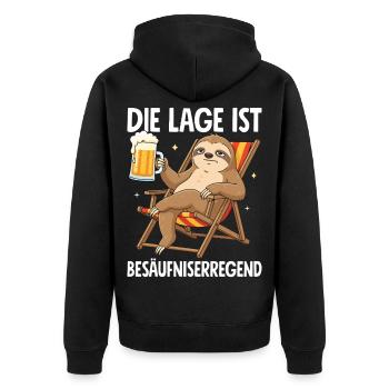 Die Lage Ist Besäufniserregend - Unisex Premium Bio Zip Hoodie - Schwarz - Hinten - Nico (187cm)