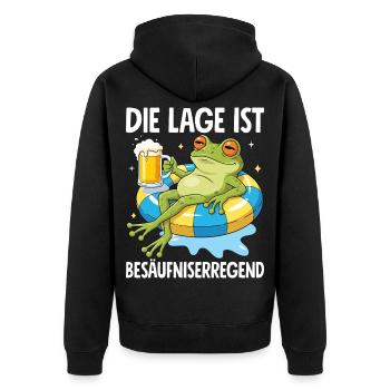 Die Lage Ist Besäufniserregend - Unisex Premium Bio Zip Hoodie - Schwarz - Hinten - Nico (187cm)