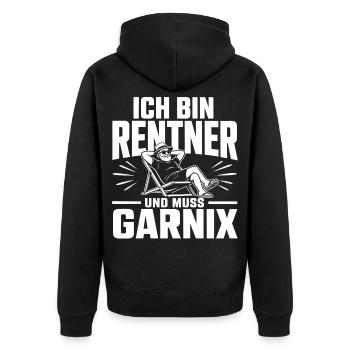 Ich bin Rentner - Unisex Premium Bio Zip Hoodie - Schwarz - Hinten - Nico (187cm)
