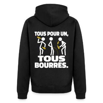 Tous Pour Un Tous Bourrés Humour Apéro - Veste à capuche bio Premium Unisexe - noir - Dos - Nico (187cm)