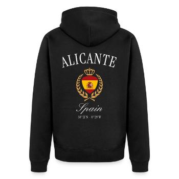 Alicante Spain Coat of Arms Crown – Travel Souvenir - Unisex Premium Organic Zip Hoodie - black - Back - Nico (187cm)