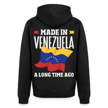 Venezuela Flagge Stolz & Heimat Venezuela - Unisex Premium Bio Zip Hoodie - Schwarz - Hinten - Nico (187cm)