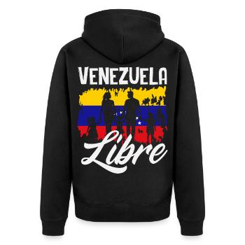 Venezuela Flagge Stolz & Heimat Venezuela - Unisex Premium Bio Zip Hoodie - Schwarz - Hinten - Nico (187cm)