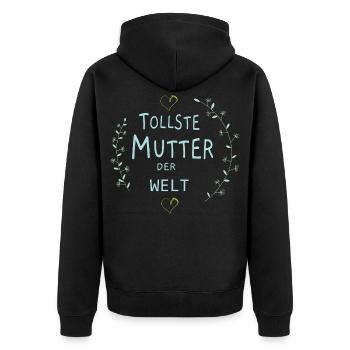 Tollste Mutter der Welt, Muttertag - Unisex Premium Bio Zip Hoodie - Schwarz - Hinten - Nico (187cm)