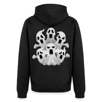 Geisterpack - Unisex Premium Bio Zip Hoodie - Schwarz - Hinten - Nico (187cm)