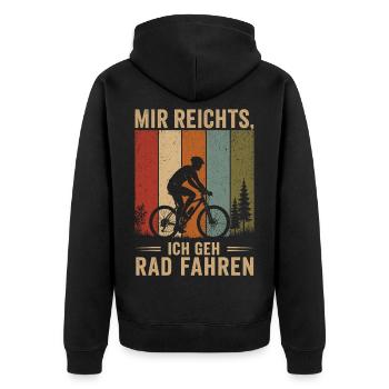 Mir reichts Ich geh Rad fahren Vintage Radfahrer - Unisex Premium Bio Zip Hoodie - Schwarz - Hinten - Nico (187cm)