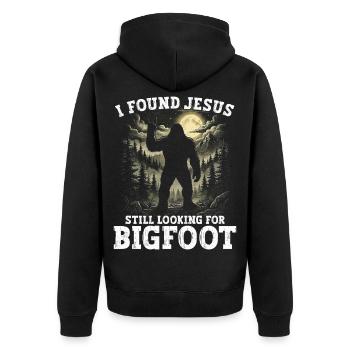 J’ai trouvé Jésus toujours en train de chercher Bigfoot - Veste à capuche bio Premium Unisexe - noir - Dos - Nico (187cm)