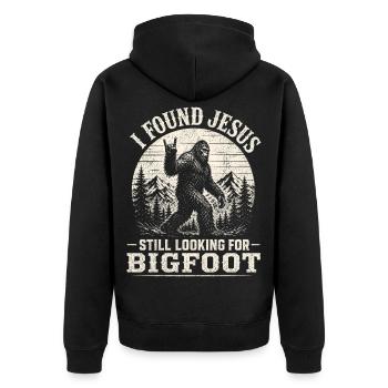 J’ai trouvé Jésus toujours en train de chercher Bigfoot - Veste à capuche bio Premium Unisexe - noir - Dos - Nico (187cm)