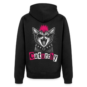 Catarchy Funny Punk Cat Girl Women - Unisex Premium Organic Zip Hoodie - black - Back - Nico (187cm)