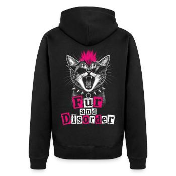 Fur And Disorder Funny Punk Cat Girl - Unisex Premium Organic Zip Hoodie - black - Back - Nico (187cm)