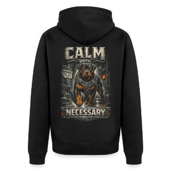 Rottweiler Dog Calm Until Necessary - Unisex Premium Organic Zip Hoodie - black - Back - Nico (187cm)