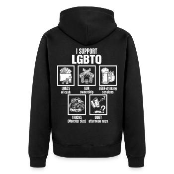 I Support LGBTQ Gangster Lifestyle - Unisex Premium Bio Zip Hoodie - Schwarz - Hinten - Nico (187cm)