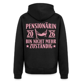 Pensioner 2026 - No longer responsible gift - Unisex Premium Organic Zip Hoodie - black - Back - Nico (187cm)