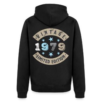 Millésime 1979 - Veste à capuche bio Premium Unisexe - noir - Dos - Nico (187cm)