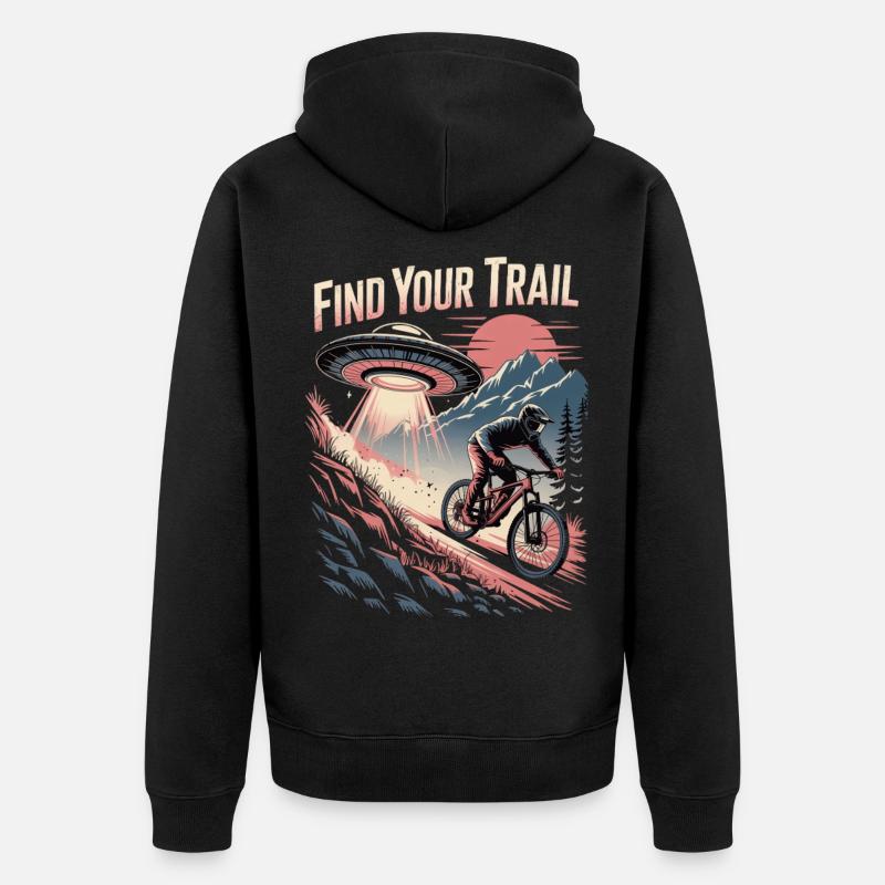 VTT, Descente, Action du cyclisme - Veste à capuche bio Premium Unisexe - noir